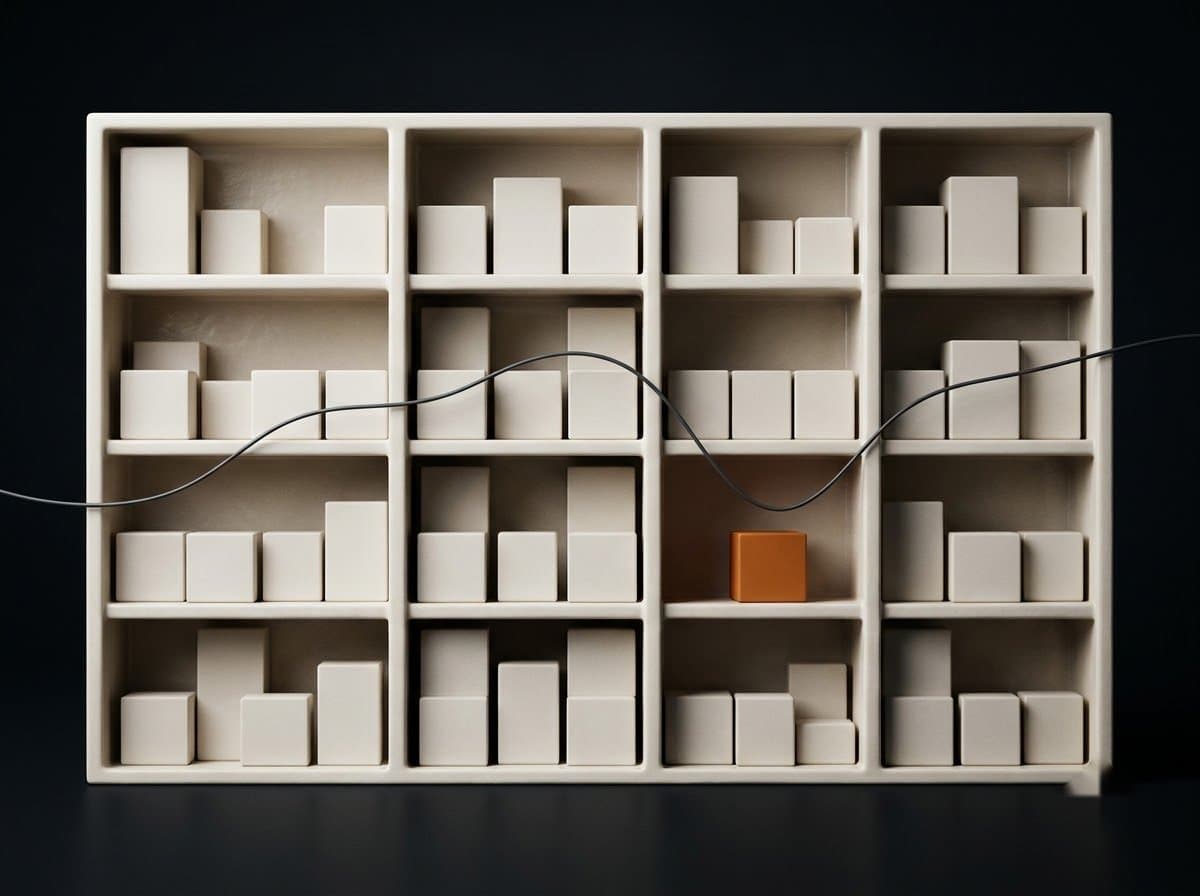 Inventory shelves with a demand curve marking one bay